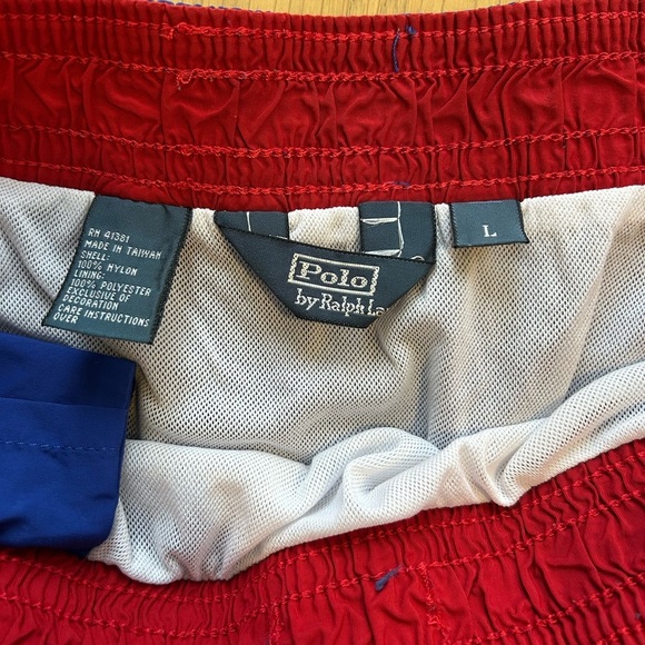 Polo Ralph Lauren Blue Swim Trunks with Red Pony Logo - Picture 2 of 4